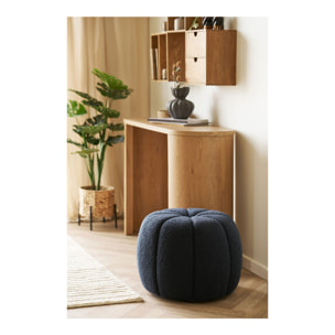 Paisley - Pouf rotondo in teddy blu navy ø48x38 cm