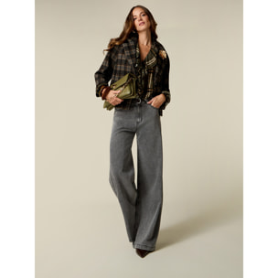 Oltre - Jeans a palazzo con borchiette - Grigio
