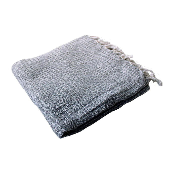 Plaid jacquard à franges - Gris clair