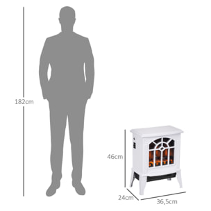 Chimenea Eléctrica 1000 W/2000 W Chimenea Decorativa con Temperatura Ajustable LED Llamas y Protección Sobrecalentamiento para 15-20 ãŽ¡ 36,5x24x46 cm Blanco