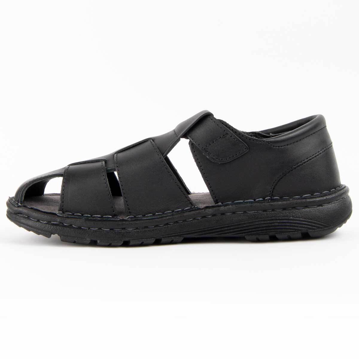 Sandalia De Piel - Negro