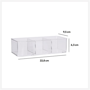 Boîte à cotons 3 compartiments "Selena" transparent