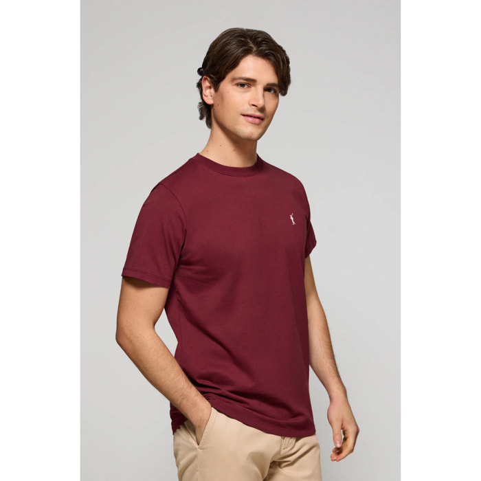 Pack di due magliette in granato e blu a girocollo e logo Rigby Go ricamato