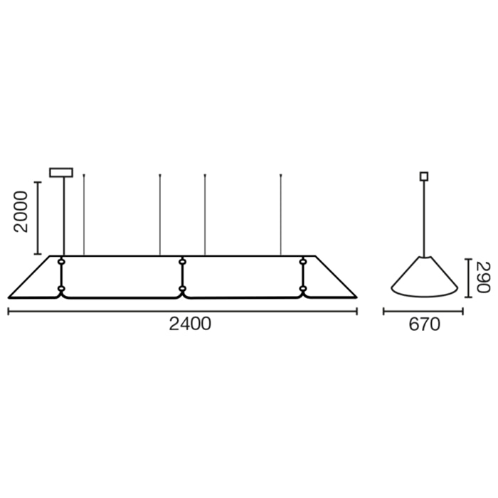 FONOVIA 2400 Lampada sospensione grigio 50W 3000K