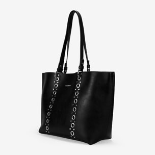 Bolso de hombro negro con tachas y bolsa interior