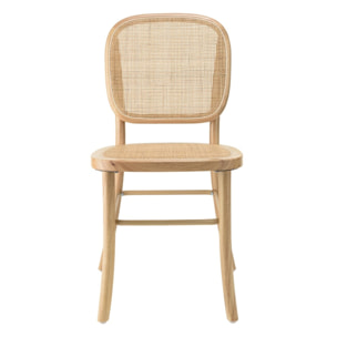AGATHE - Chaise en bois d'Hévéa, dossier et assise en rotin naturel