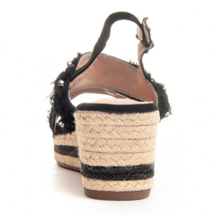 Sandalias de Cuña - Negro - Altura: 8 Cm