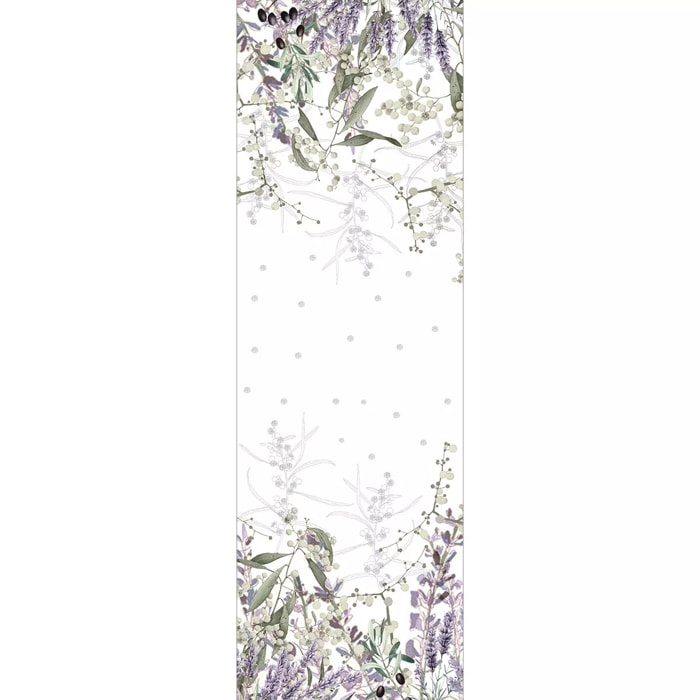 Chemin de table lin & coton lavé 150 g/m² imprimé violet Parfum de lavande mauve