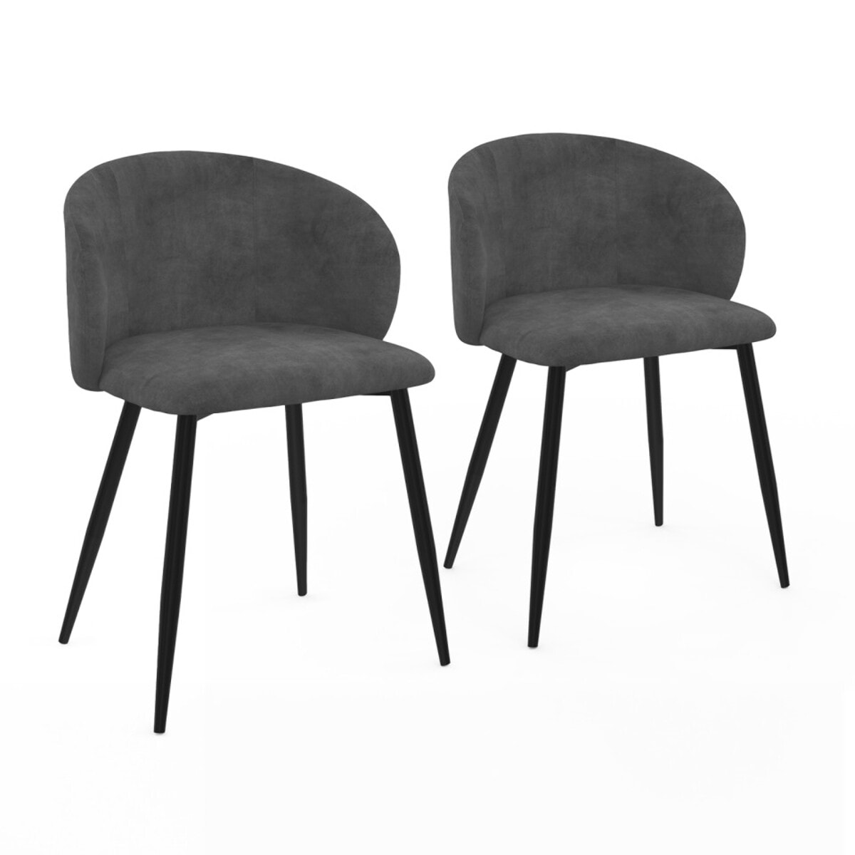 Chaises Léona en velours et pieds métal - Gris