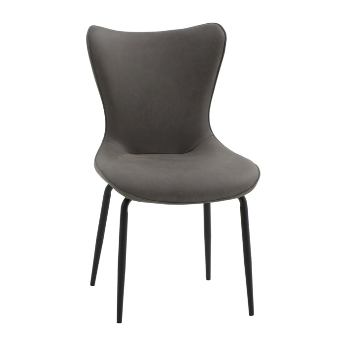 Set di 4 sedie BONDI BEACH in similpelle grigio e gambe in metallo nero