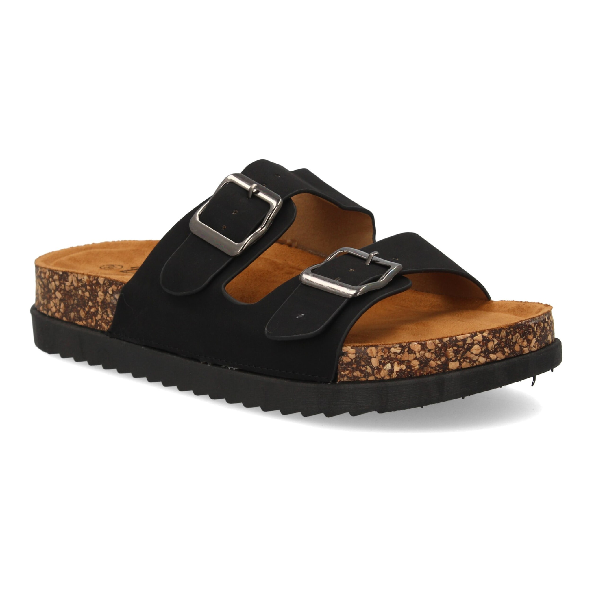 Sandalia mujer suela bio con doble hebilla.