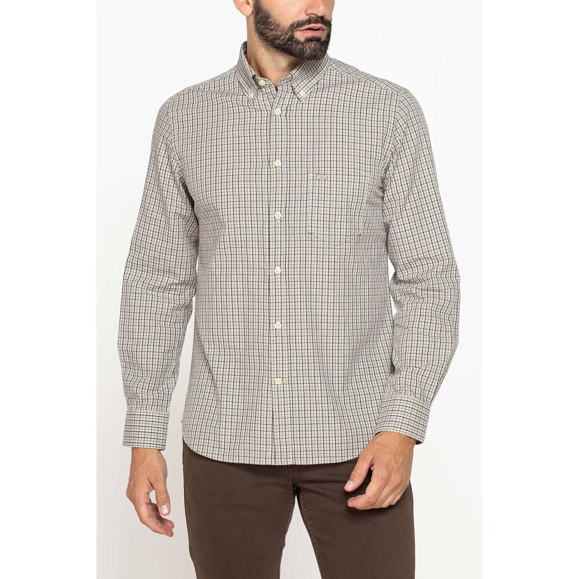 CAMICIA FANTASIA TINTO FILO CON COLLO BUTTON-DOWN