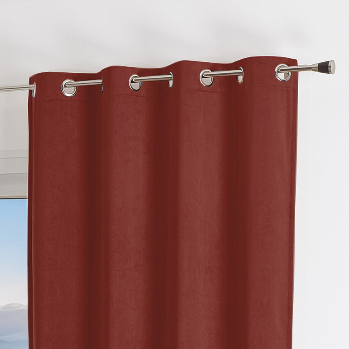 Rideau uni  - Effet daim - Terracotta