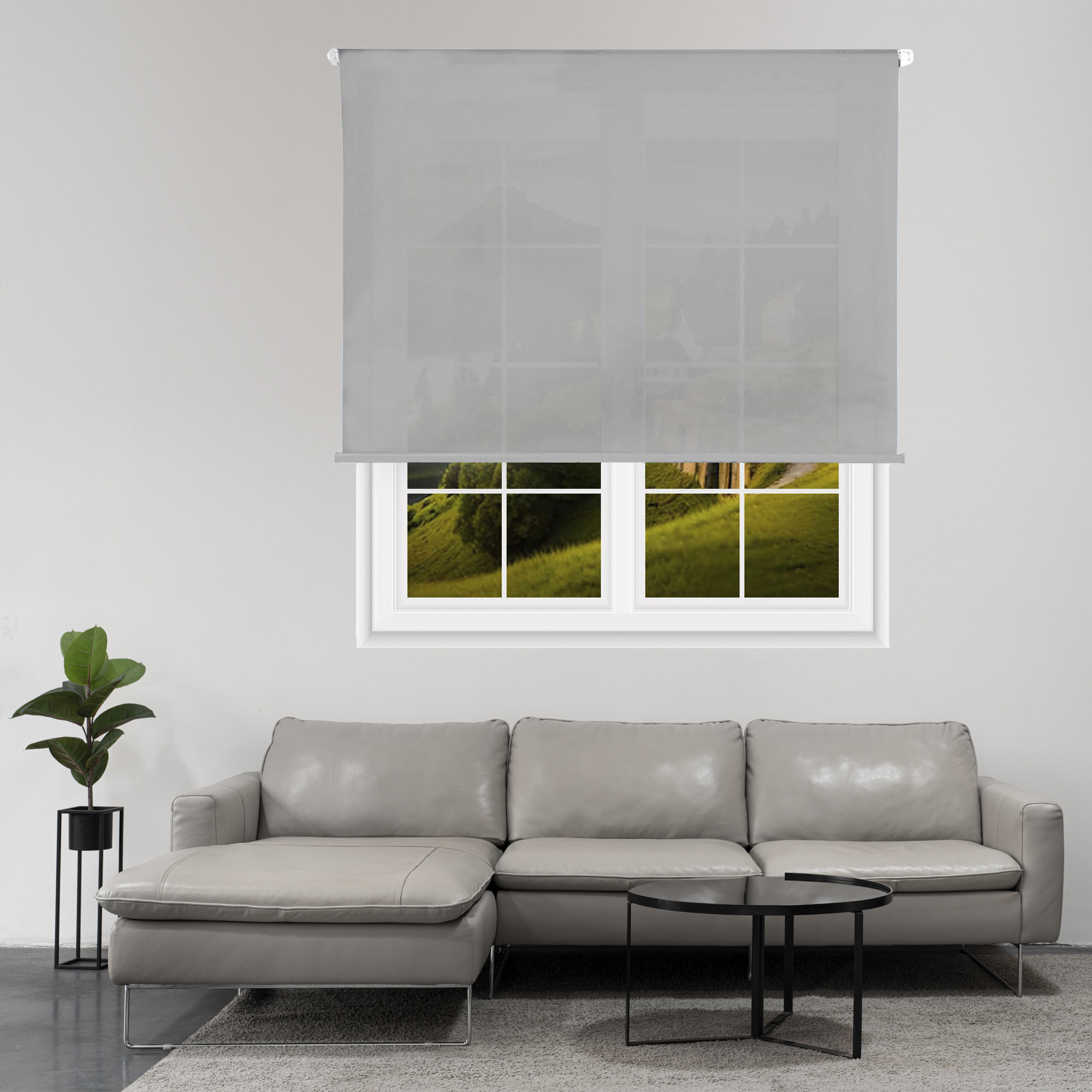 Well home estor enrollable translúcido liso - gris, 180 x 110cm (ancho x largo)/tamaño de la tela 177 x 105cm