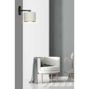 Applique Hilde in acciaio nero con paralume bianco