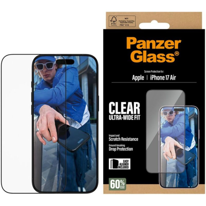 Protège écran PANZERGLASS iPhone Air verre trempé UWF