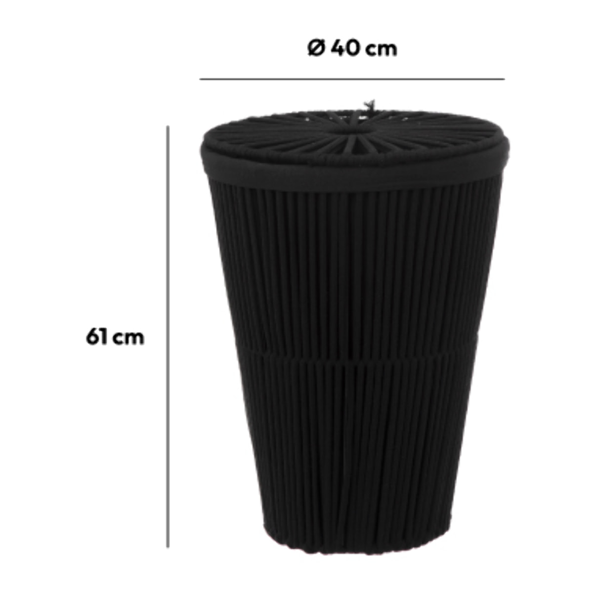 Panier à linge 42L Noir Manille