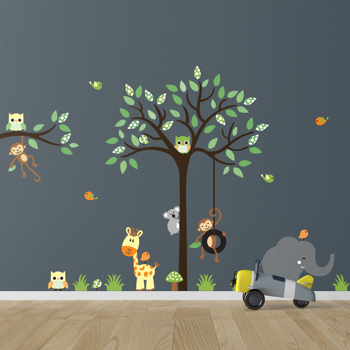 Stickers muraux | Sticker Mural Autocollant - ANIMAUX ÉLÉGANTS DANS LA JUNGLE - Stickers adhésifs