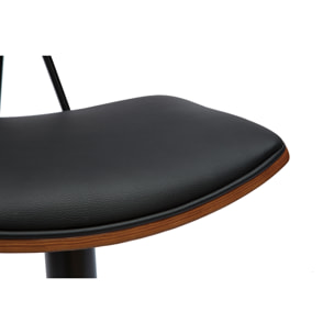 Tabourets de bar design réglables noir et bois foncé (lot de 2) VASCO
