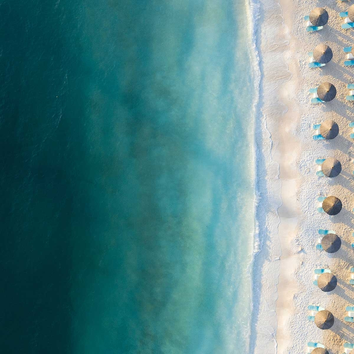 Poster bleu pacifique Affiche + cadre en bois - Chêne