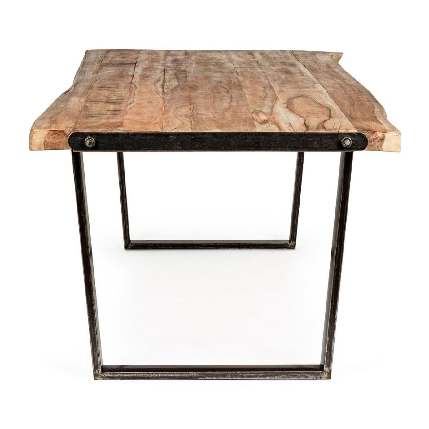 Tavolo ELMER in legno di acacia e gambe in acciaio nero, 220×100 cm