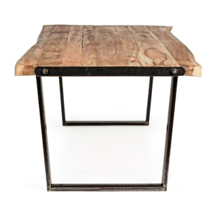 Tavolo ELMER in legno di acacia e gambe in acciaio nero, 220×100 cm