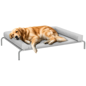 Cama Elevada para Perros Refrescante con Refuerzos Extraíbles Cama Elevada para Perros Grandes Portátil con Malla Transpirable Marco de Acero para Interior Exterior 130x90x30 cm Gris Claro