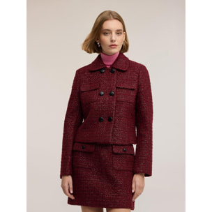 Motivi - Chaqueta cruzada en bouclé - Burgundy