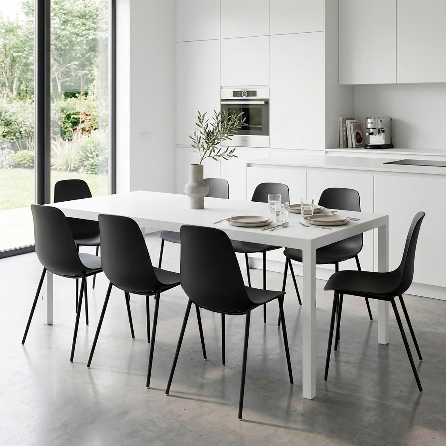 Set 4 Sedie Moderne Con Schienale Ergonomico In Polipropilene E Gambe In Metallo Cucina Sala Da Pranzo Soggiorno Ufficio 87 x 53 x 49 Cm Nero