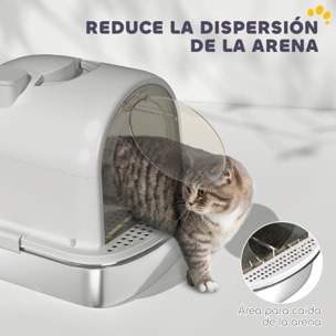 Arenero para Gatos de Acero Inoxidable con Cubierto Caja de Arena para Gatos Arenero con Bolsa Desodorizante Pala Fácil de Limpiar 52,4x41,3x39,9 cm Gris