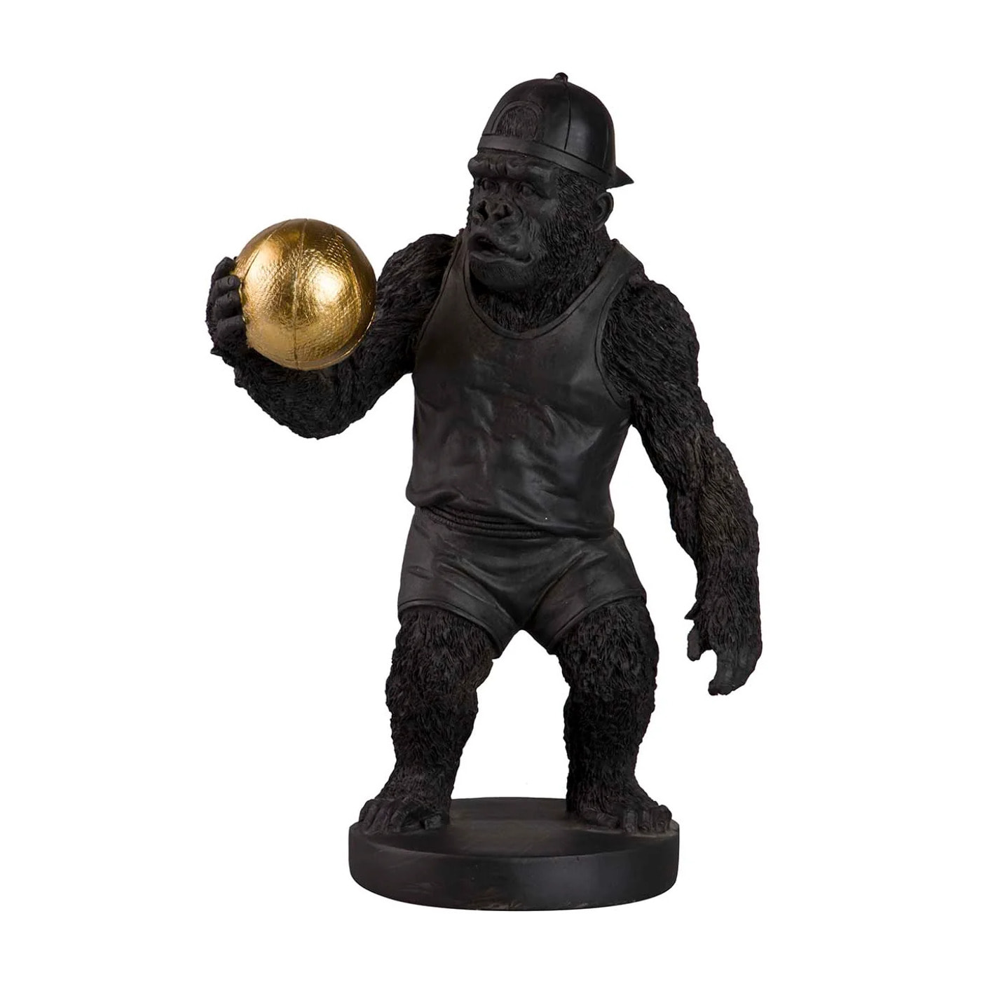 Figura Kingkong Basket Resina Negra 23x15x34 Cm