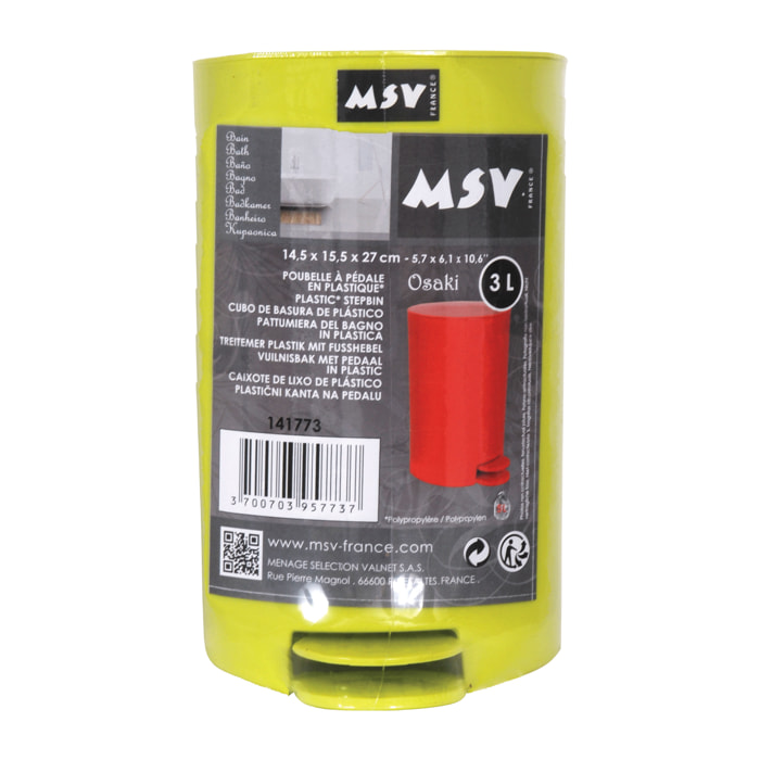 Cubo de basura con pedal Osaki 3 litros en color verde