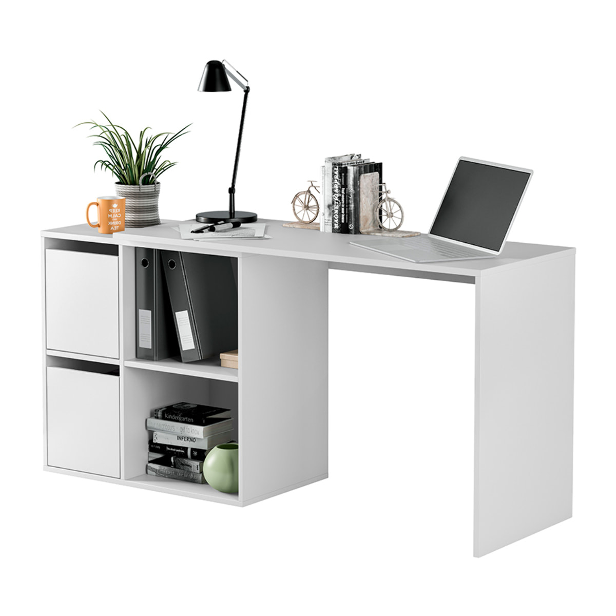 Mesa Escritorio Multiposicion 2 Puertas 120x74x77 Cm Blanco Artik