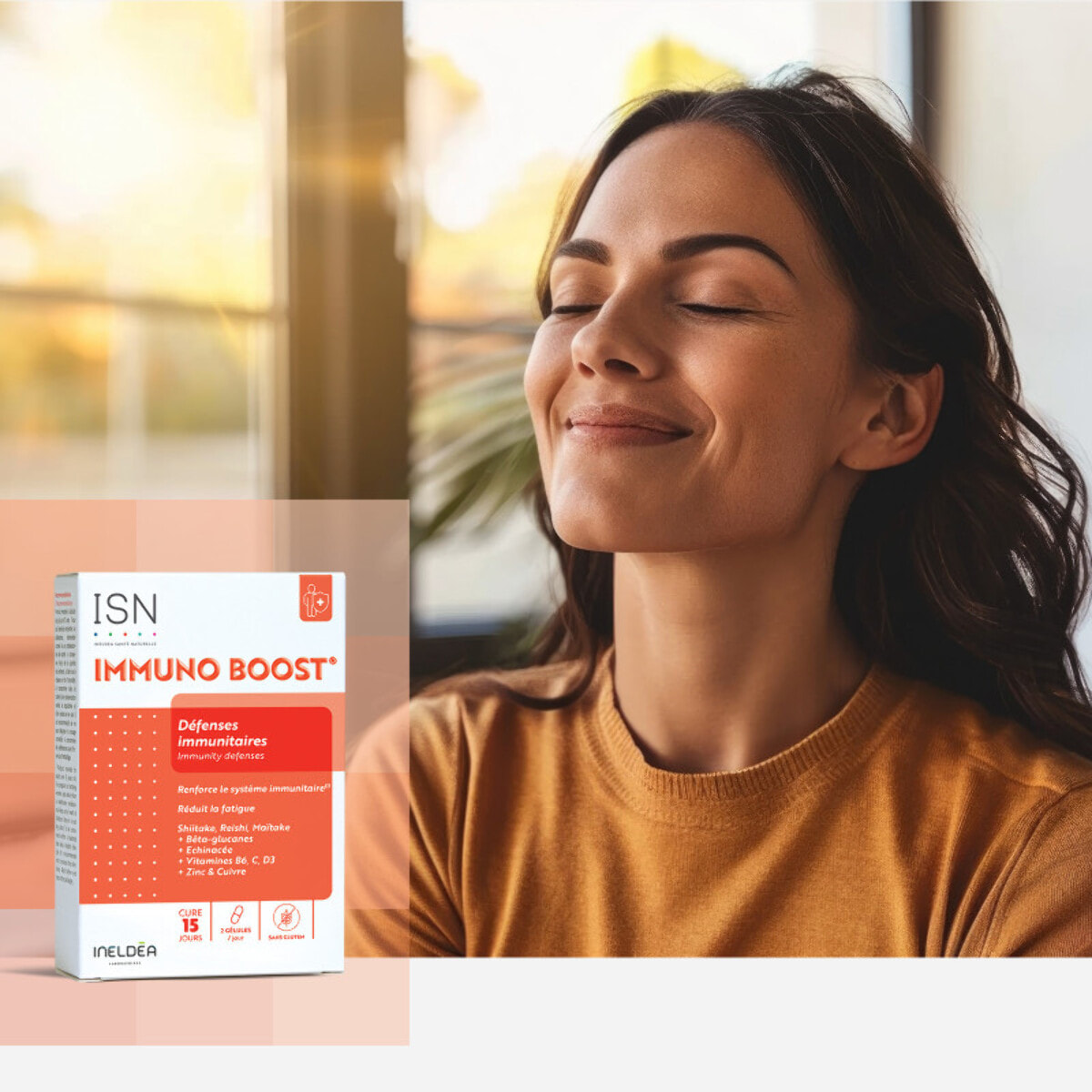 ISN - Immuno Boost - Complément alimentaire défenses immunitaires – Reishi, Shiitake, Maïtake, Bêta-glucanes, Échinacée, Vitamines C D B6, Zinc & Cuivre - 30 gélules végétales