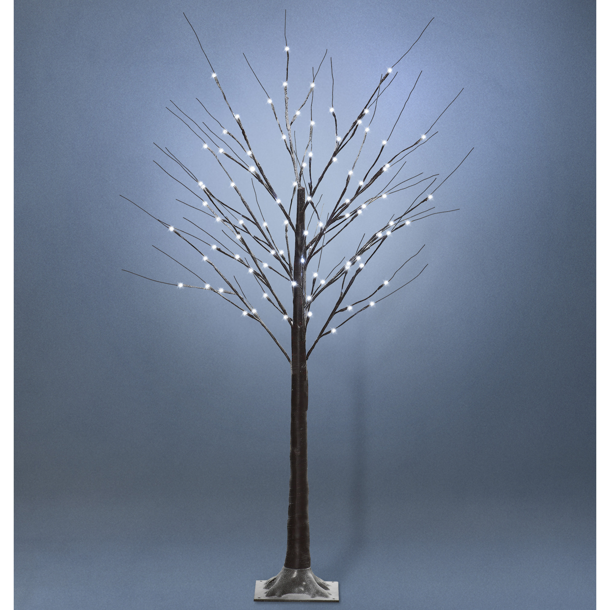 Arbre lumineux LED aspect enneigé - décoration lumineuse - 96 LEDS blanc froid - norme IP 44 - usage intérieur/extérieur - 1,5H m - métal PP brun