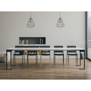 Console extensible 90x40/300 cm Tecno Evolution Frêne Blanc cadre Anthracite