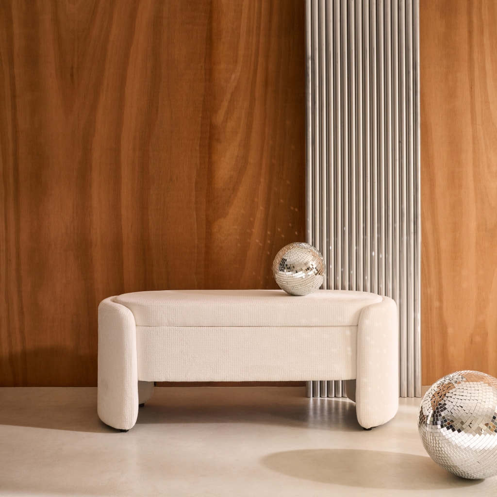 Banc coffre, bout de lit contemporain tissu KALO