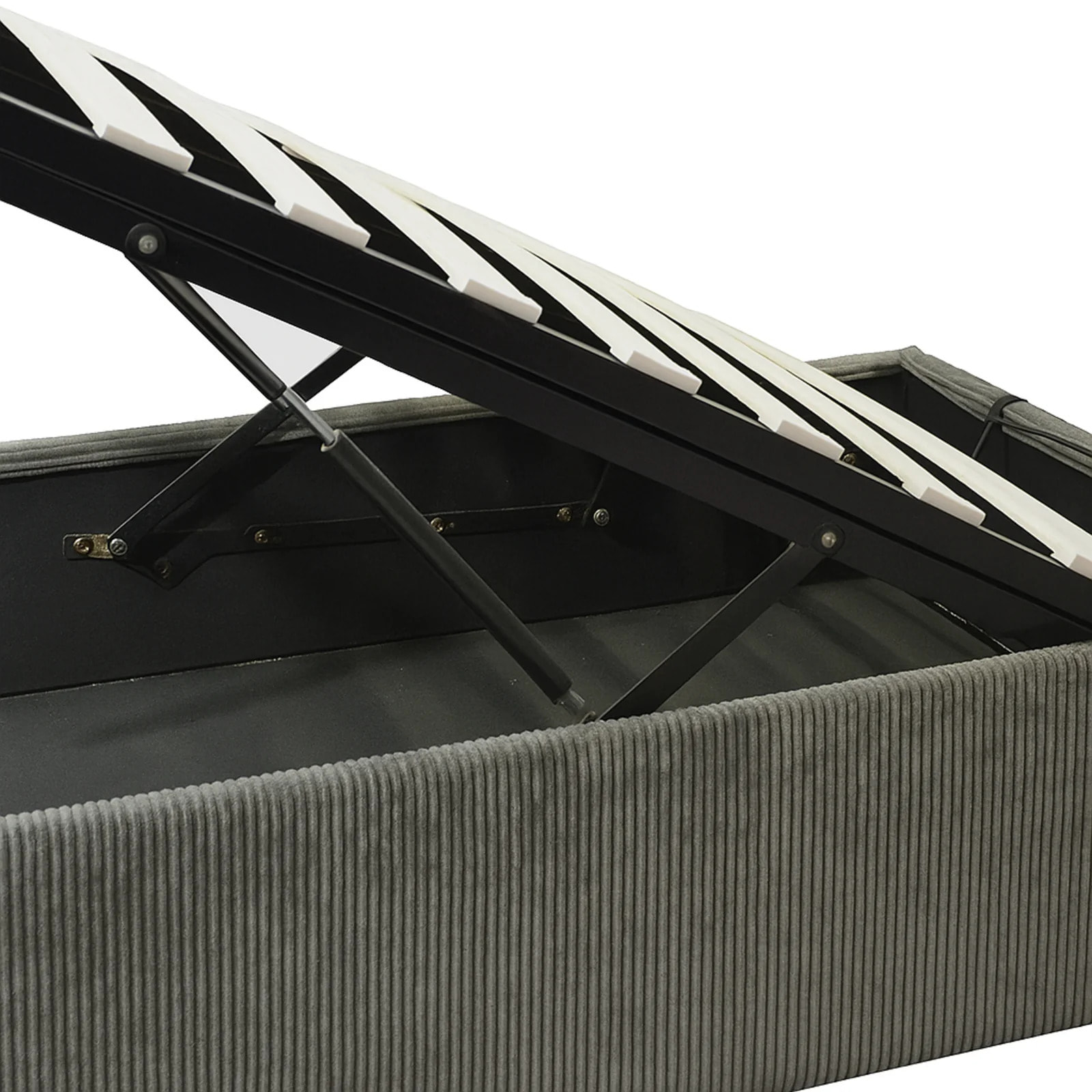 Ensemble matelas Bali & lit coffre Colisée | Mémoire de forme et ressorts ensachés | Grande capacité de stockage | Tissu | Gris foncé