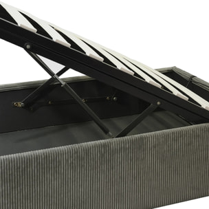 Ensemble matelas Bali & lit coffre Colisée | Mémoire de forme et ressorts ensachés | Grande capacité de stockage | Tissu | Gris foncé