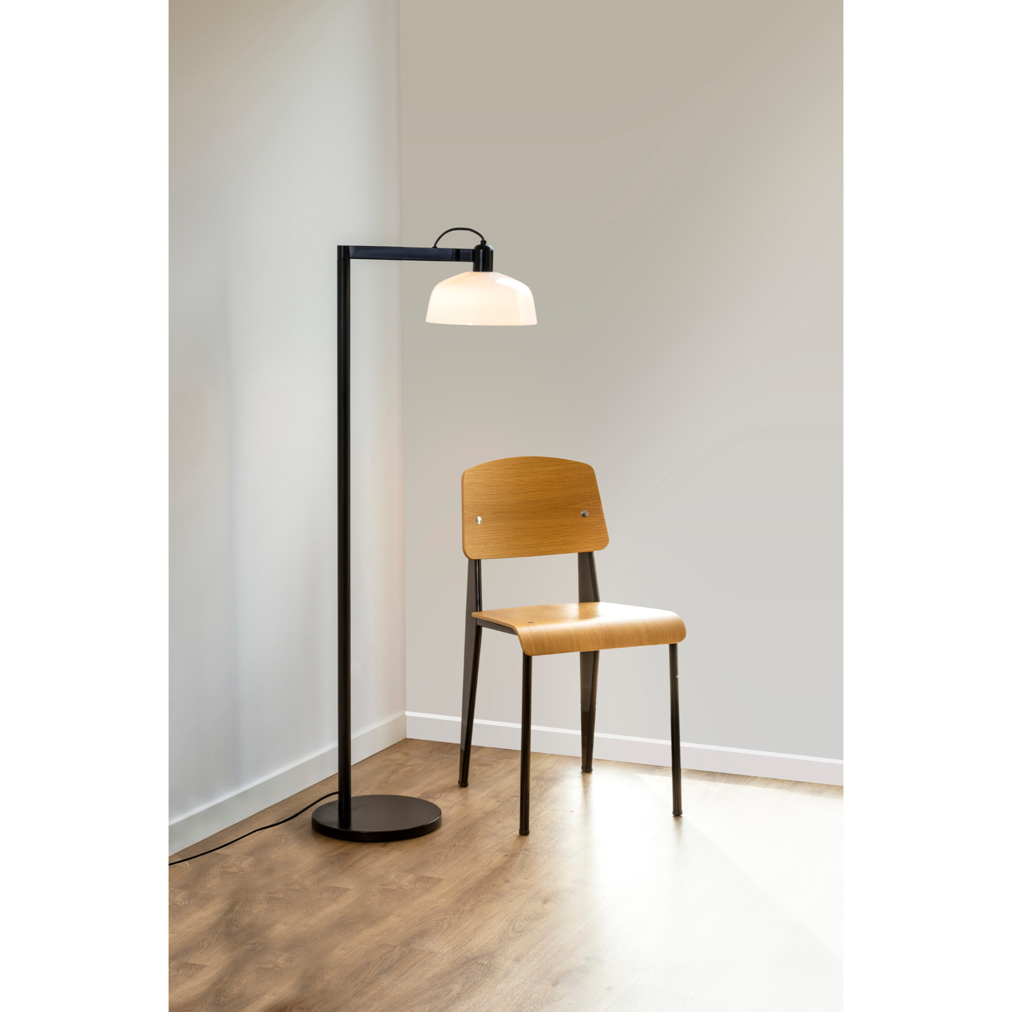 TATAWIN Lámpara pie cristal de salón blanco