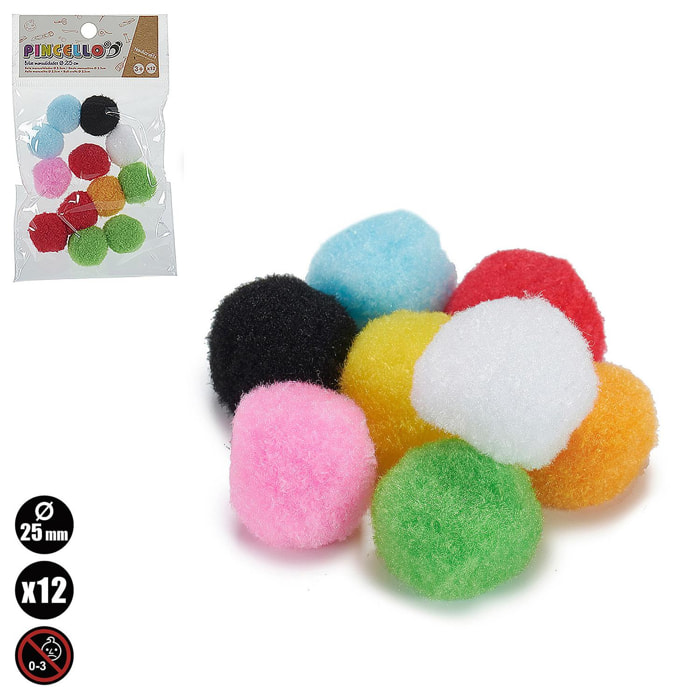 Set di 12 palline artigianali 2,5 cm.