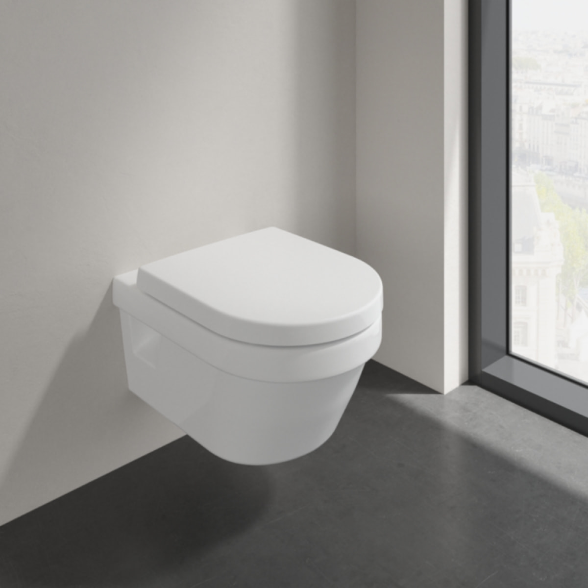 WC suspendu sans bride Architectura + abattant + Bati support GEBERIT + plaque de commande