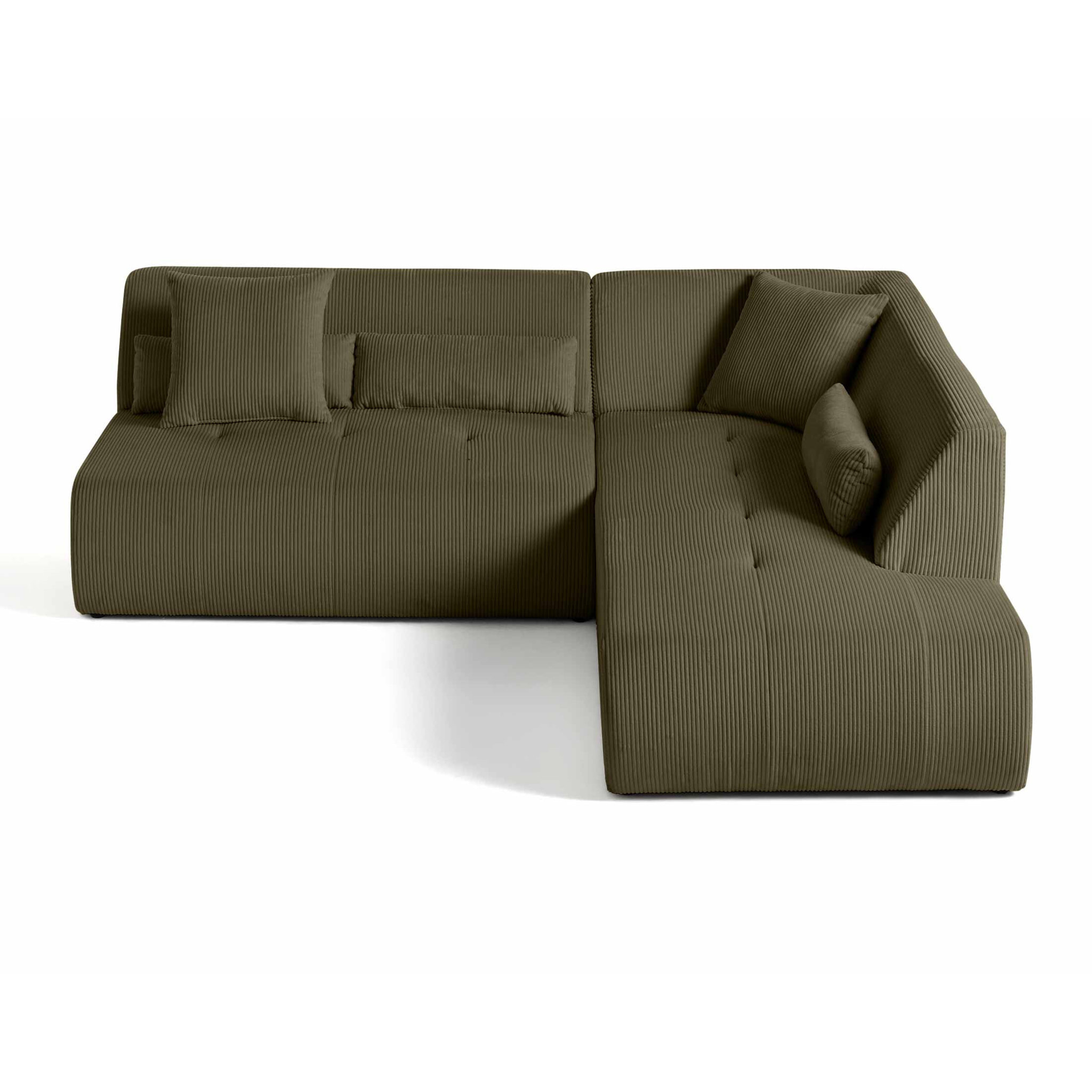 Onyx - canapé modulable d'angle droit - 5 places - en velours côtelé - Vert