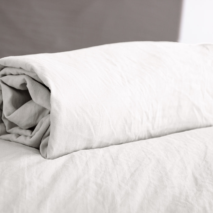 Drap Housse Microfibre Lavee - Bonnet 28cm Blanc