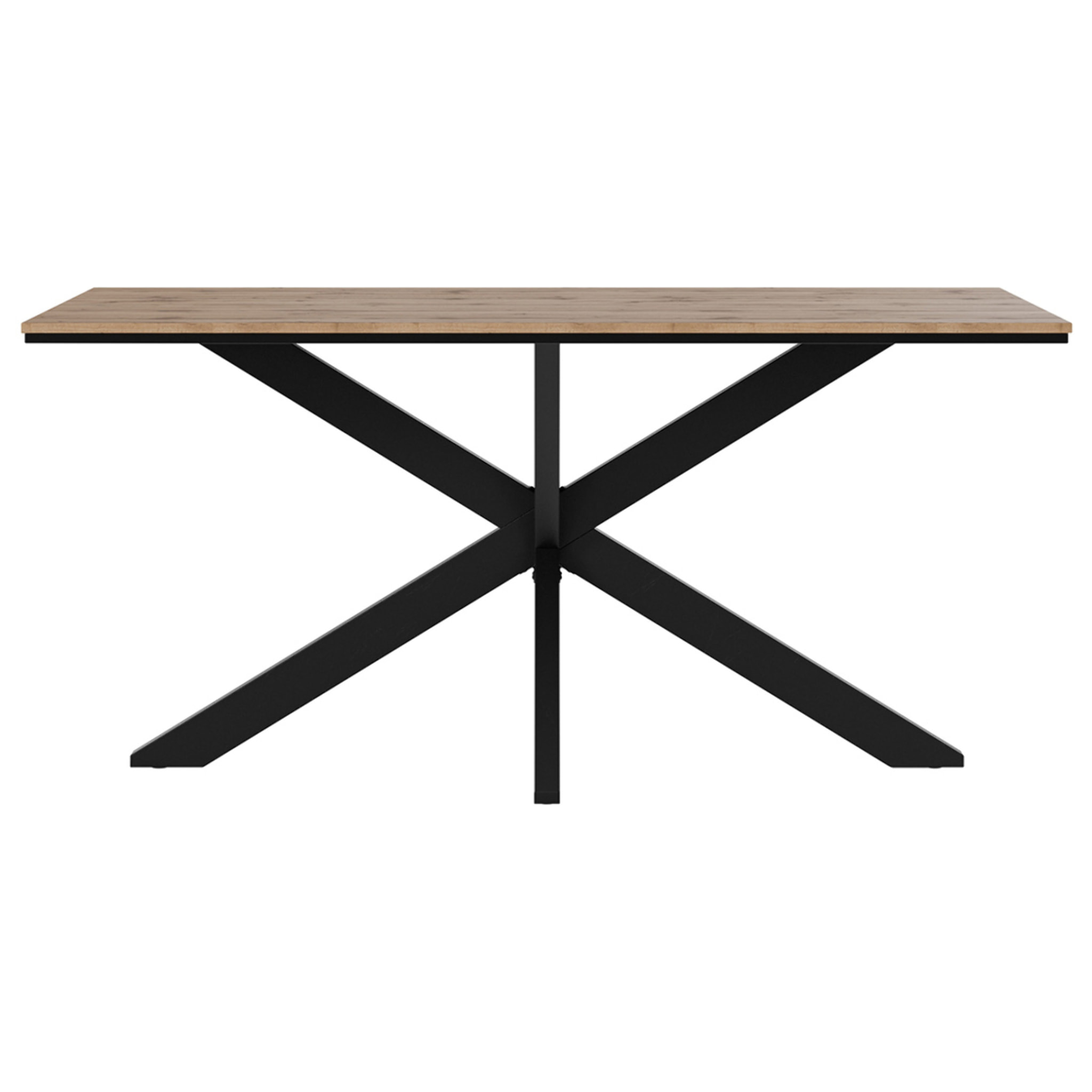 Tom - table à manger - plateau effet bois - pieds en métal - 4 à 6 personnes - Bois / Noir