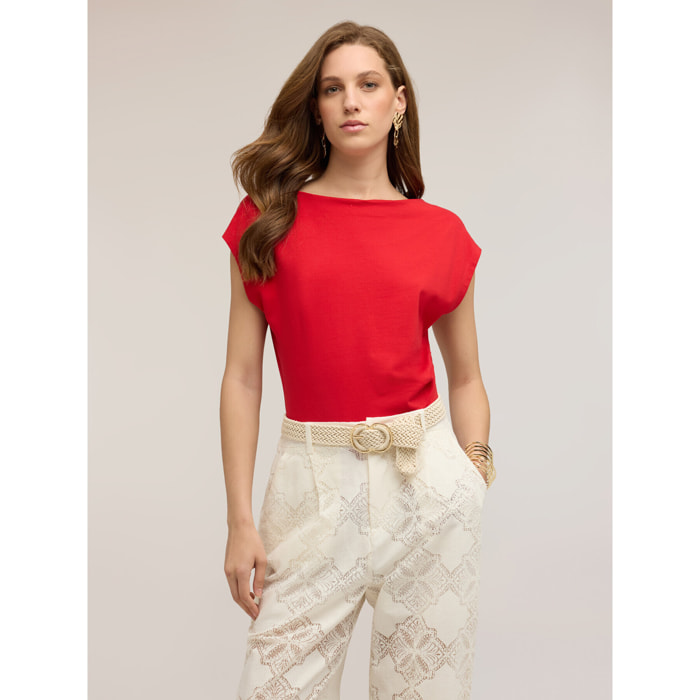 Motivi - Top con drappeggio laterale - Rosso