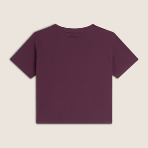 T-shirt Cropped girocollo fit comfort con ricamo