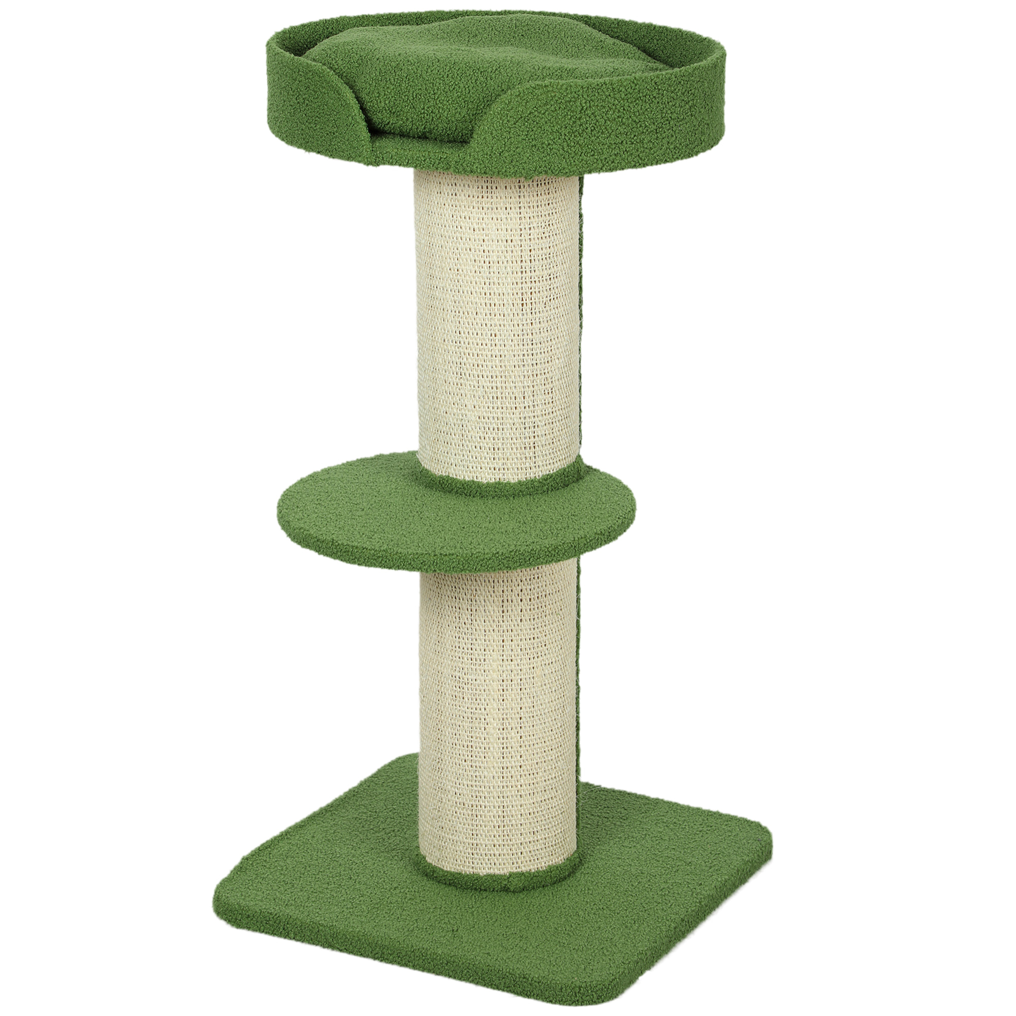 Arbre à chat avec griffoir centre d'activités 2 plateformes coussin vert