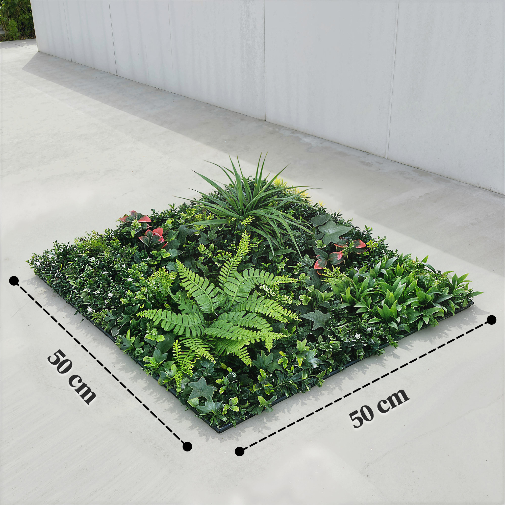 Set de 6 Setos Artificiales Ocultación Jardín, 50x50 cm, Pantallas de Valla de Privacidad Tipo Milán, Fácil Montaje, Anti-UV, para Terraza, Balcón, Exterior, Decoración de Hojas, Verde