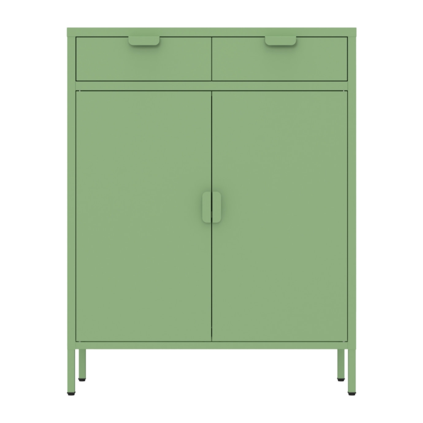 Credenza metallo 2 ante e 2 cassetti 80x38x110cm verde salvia - Pop
